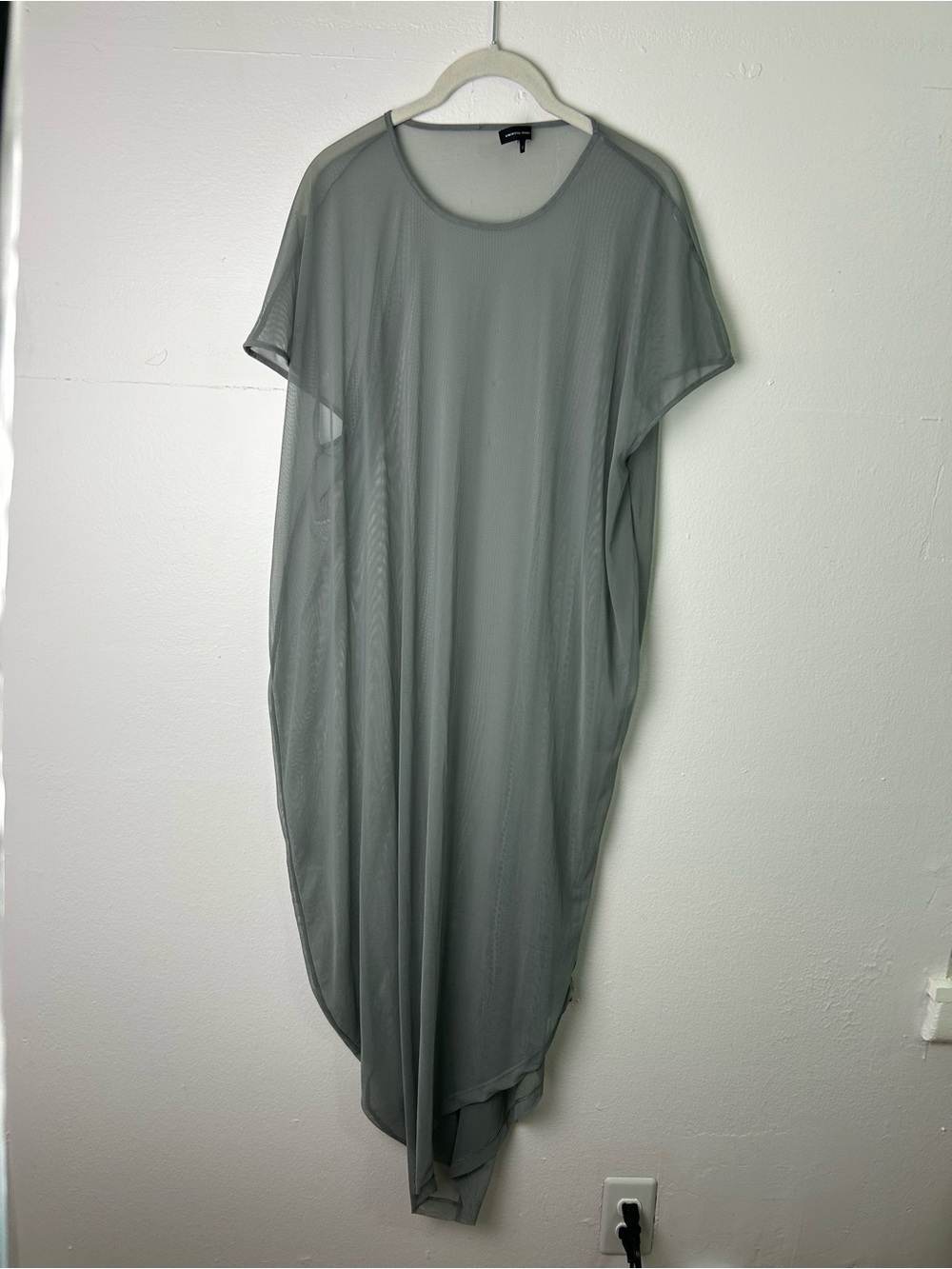 Universal Standard Lightweight Grey Sheer Mesh Midi Dress Size XS oversized